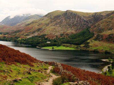 View from Haystacks path of Crummock Water towards Buttermere, Lake District, England
